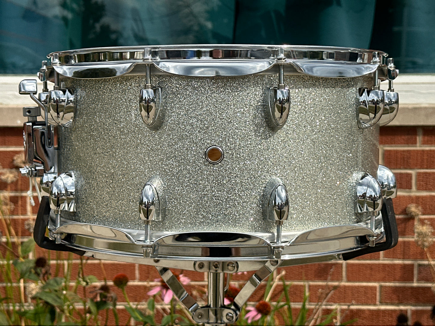 2007 Yamaha Oak Custom 7x14 Snare Drum Silver Sparkle MIJ NSD087A