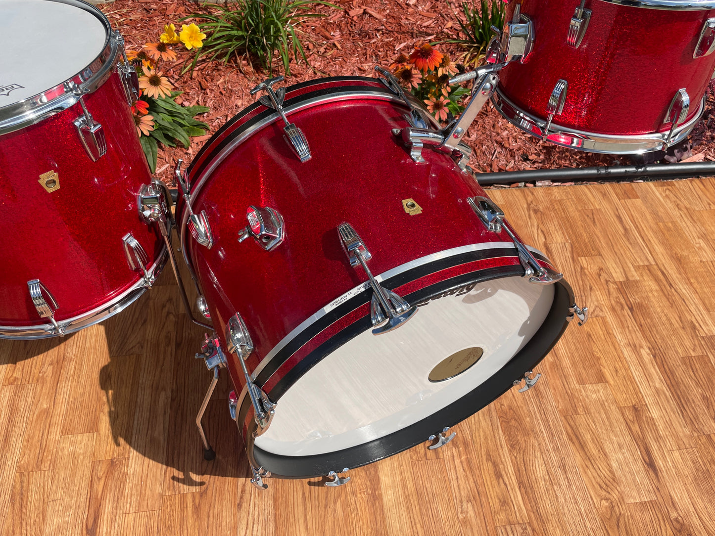 1960s Ludwig Downbeat Drum Set Red Sparkle 20/12/14