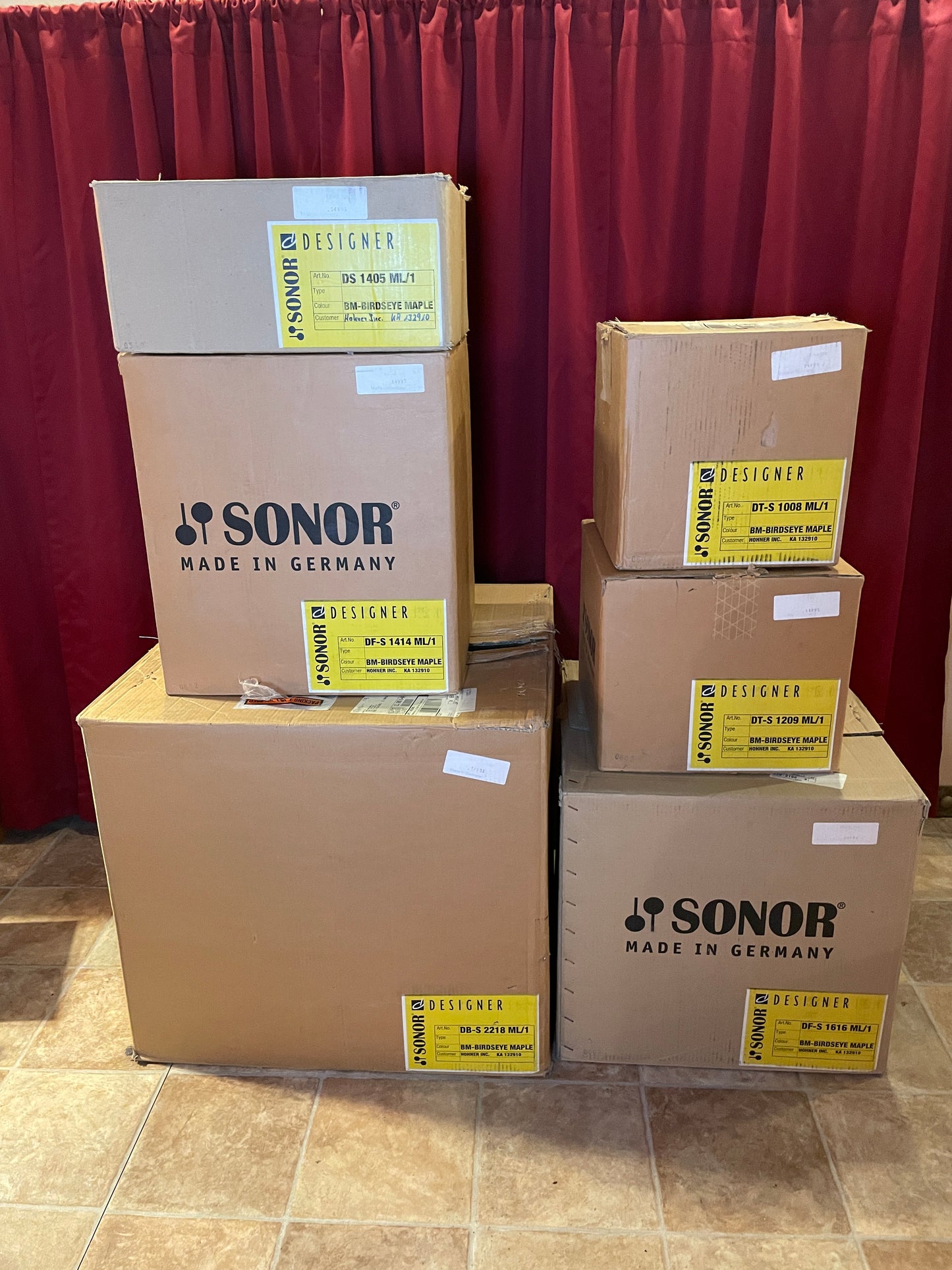 Sonor Designer Series Drum Set Birdseye Maple Light NOS 22/10/12/14/16/5x14