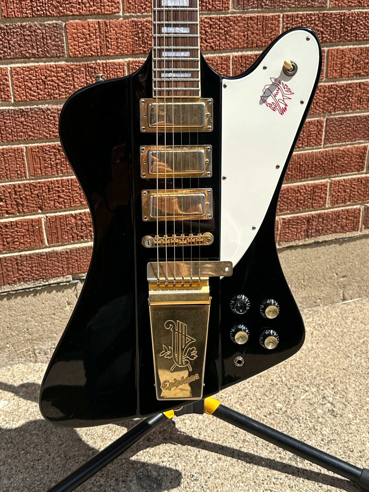 1999 Epiphone Firebird VII 3 Pickup Electric Guitar Ebony Black w/ OHSC