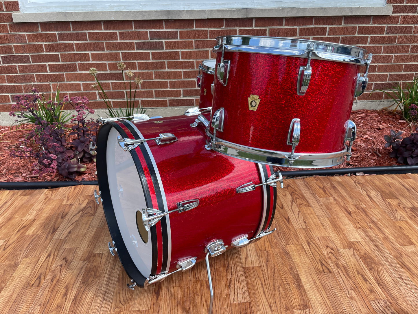 1960s Ludwig Downbeat Drum Set Red Sparkle 20/12/14