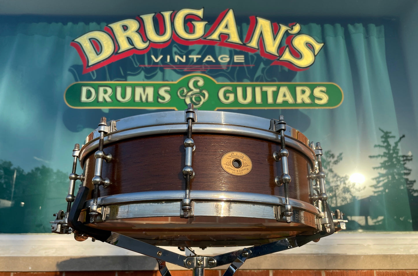 1920s Ludwig No. 245 Dance Model 4x14 Solid Walnut Shell Super Ludwig Snare Drum