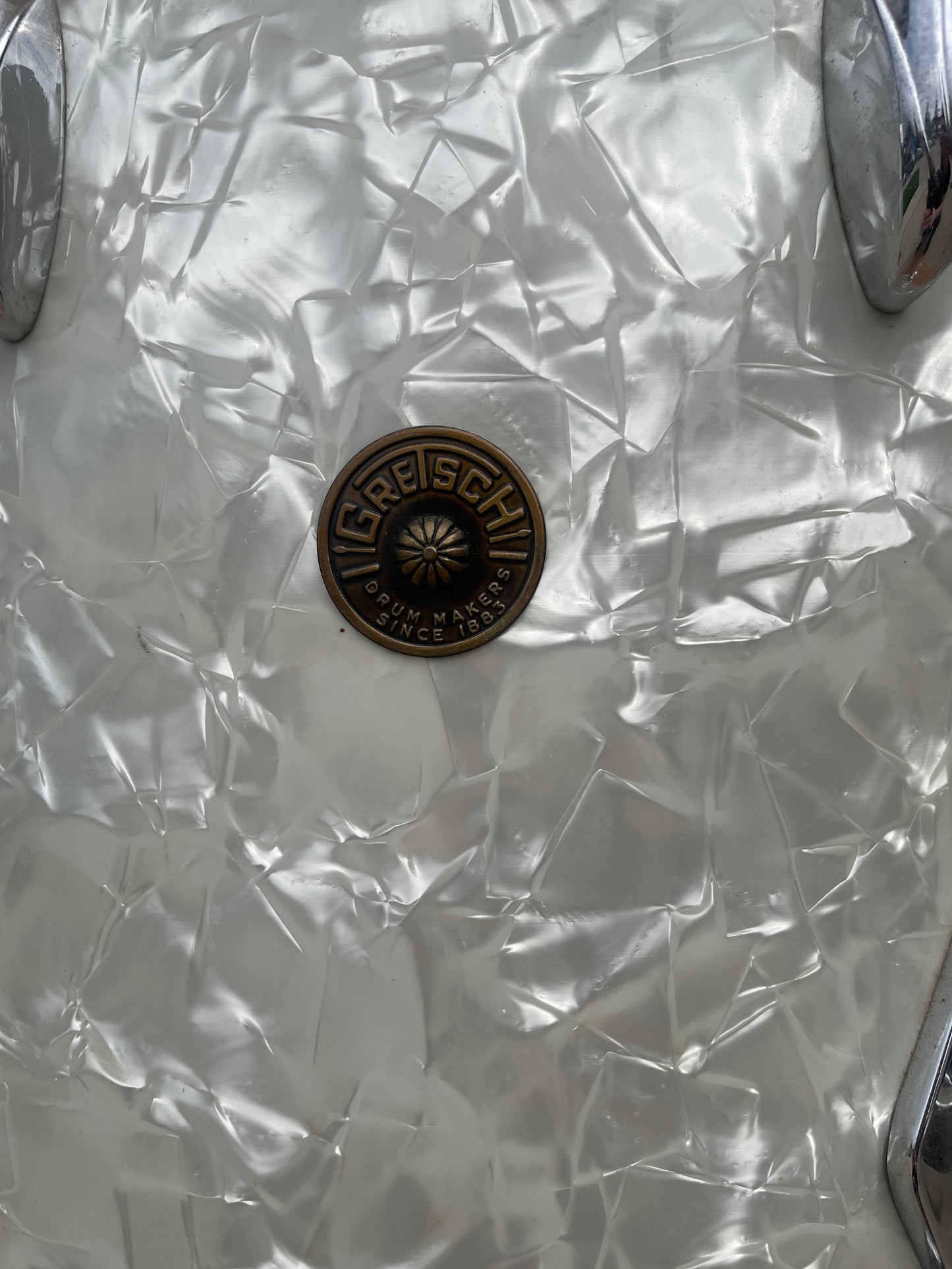 1960s Gretsch No. 4418 16x16 Floor Tom Drum White Marine Pearl Round Badge