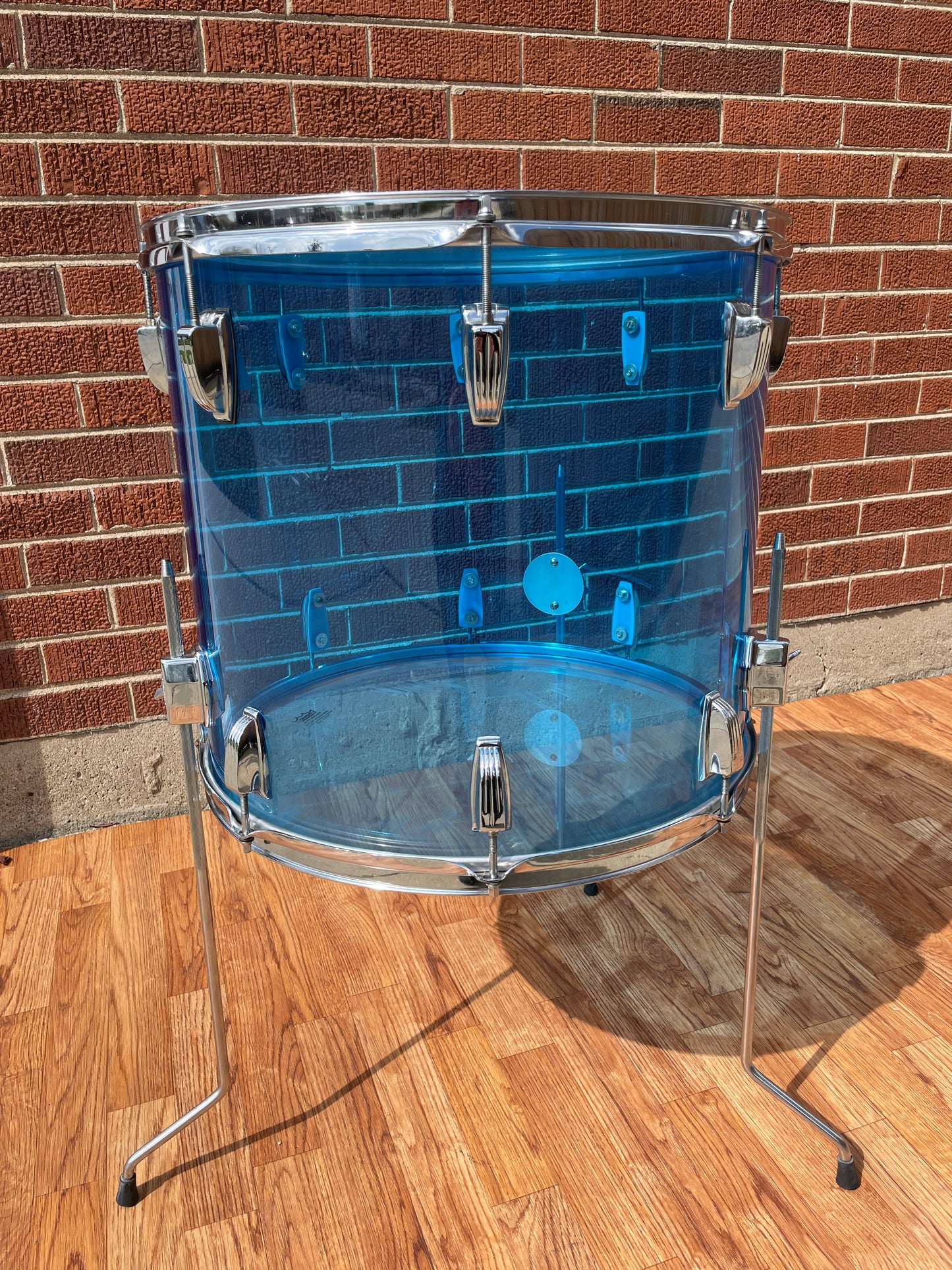1970s Ludwig Vistalite 16x18 Floor Tom Drum Blue