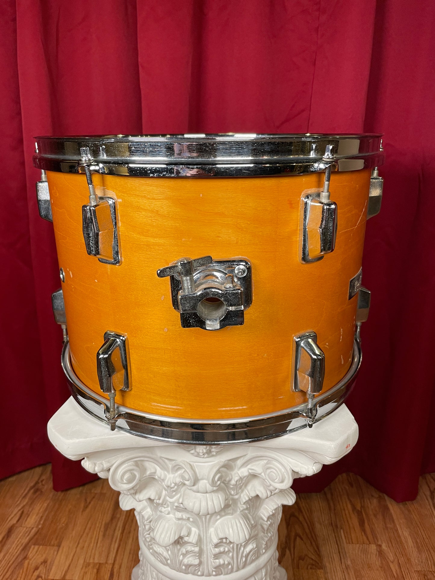 1970s Pearl 10x14 Tom Drum Gold Satin 9-Ply All-Wood Shell 14x10