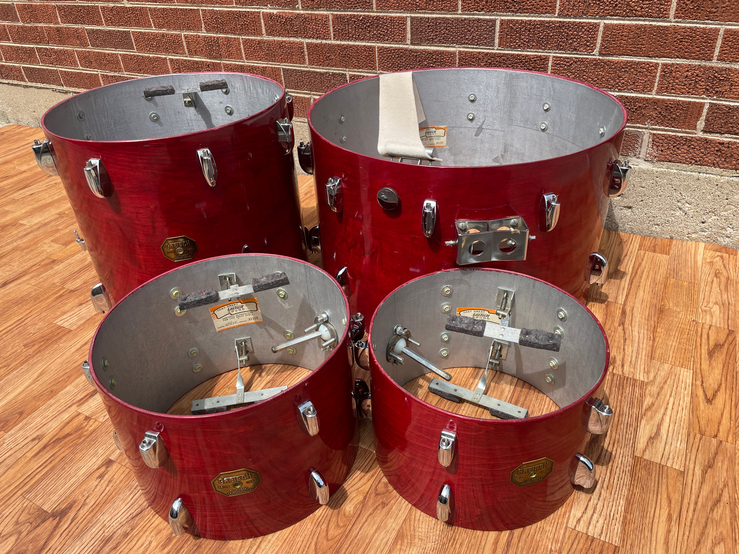 1970s Gretsch Stop Sign Badge Drum Set Red Rosewood 22/12/13/16