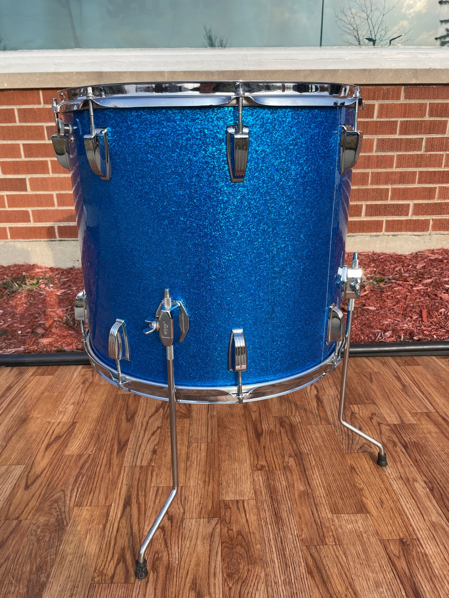 1968-1969 Ludwig 16x18 Floor Tom Drum Blue Sparkle