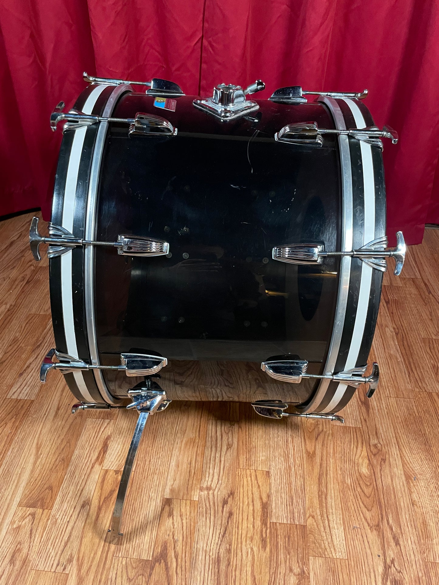 1970s Ludwig 14x22 Vistalite Bass Drum Smoke Translucent Black