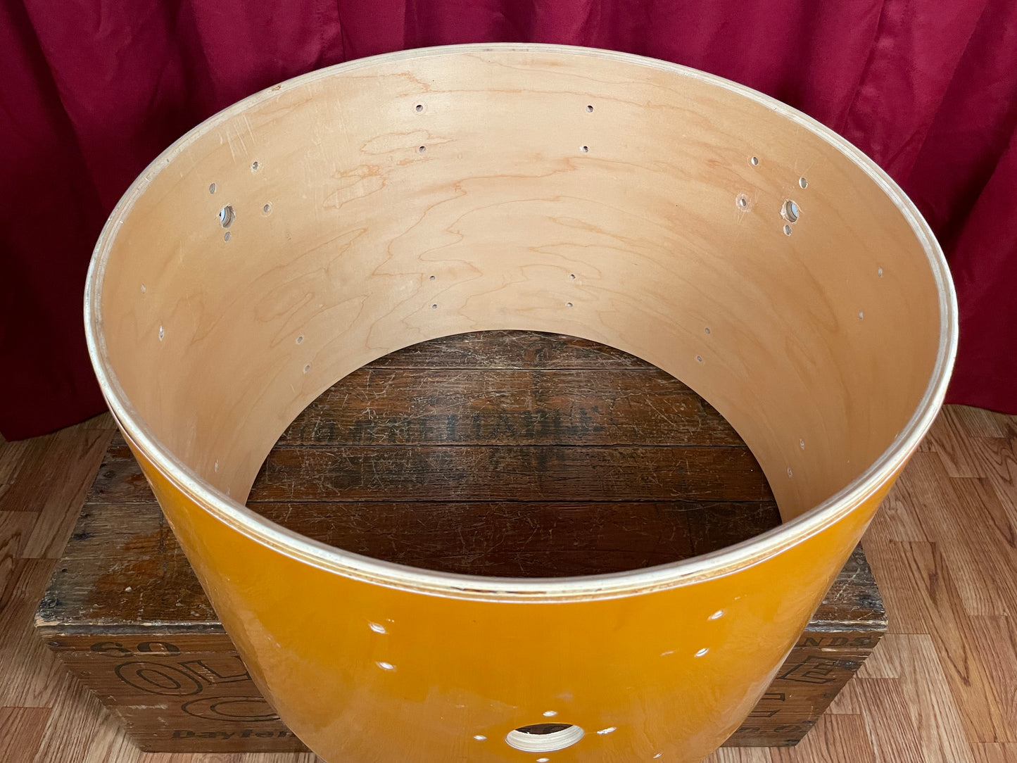 1980s Ludwig 14x22 Bass Drum Shell Gold Silk 6-Ply