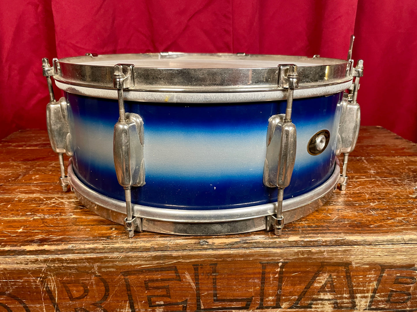 1950s Slingerland No. 151 Student Model 5.5x14 Radio King Snare Drum Blue / White Duco