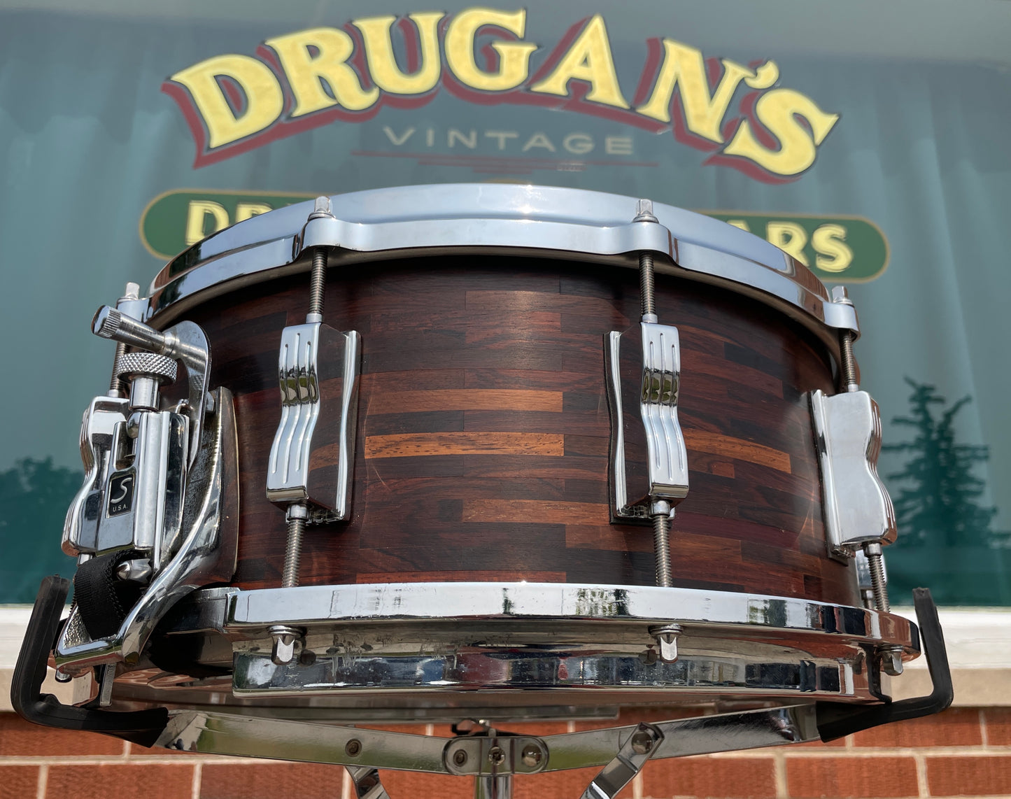 1980s SOTA 6x14 Segmented Rosewood Shell Snare Drum State Of The Art John Panazzo Styx