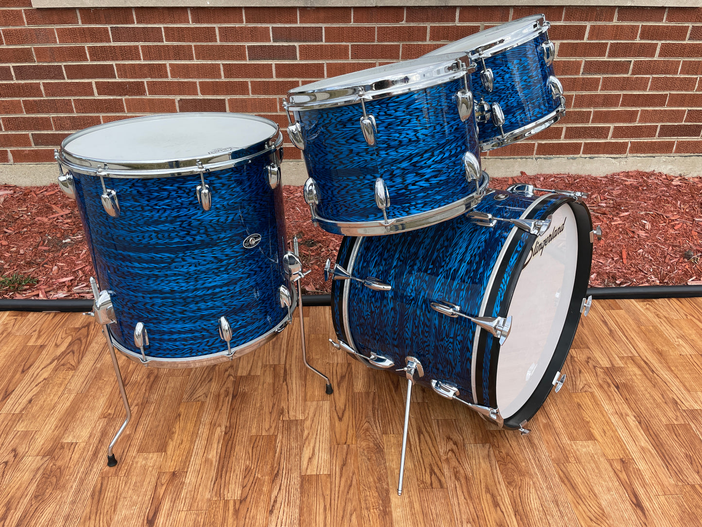 1970s Slingerland New Rock Outfit No. 50 N Blue Agate Catalog Drum Set 20/12/13/16