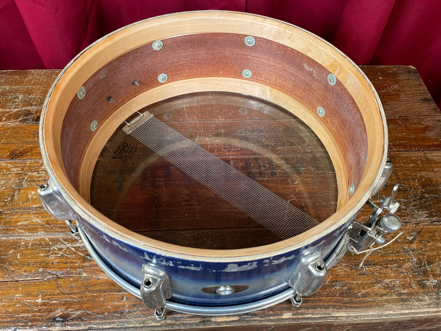 1950s Slingerland No. 151 Student Model 5.5x14 Radio King Snare Drum Blue / White Duco