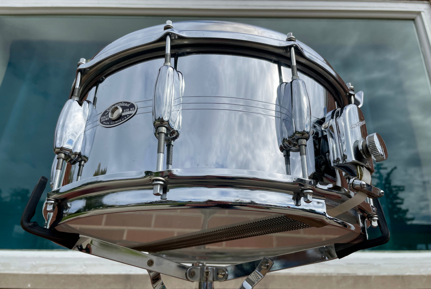 1970's Slingerland 10-Lug Gene Krupa 6.5x14 Chrome Over Brass Snare Drum