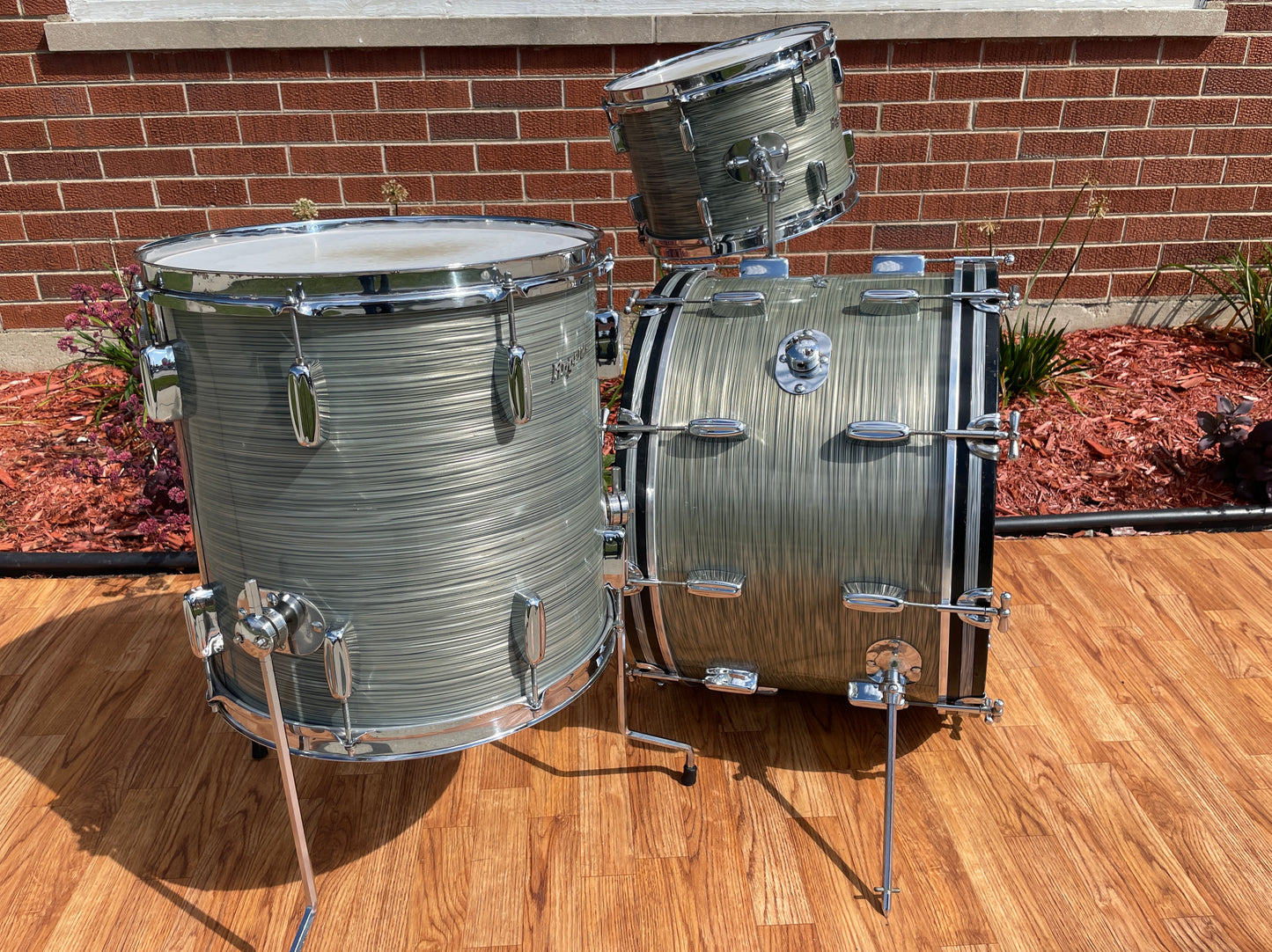 1960s Rogers Holiday Buddy Rich Celebrity Drum Set Steel Gray Ripple Pearl 22/13/16 Cleveland