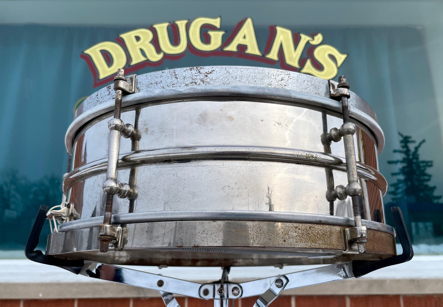 1920s Ludwig 5x14 Universal 2-Pc. Brass Shell Snare Drum Pioneer