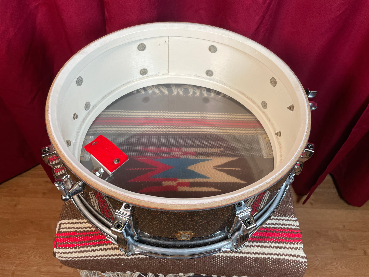 Vintage 1965 Ludwig Jazz Festival 5x14 Snare Drum Black Galaxy Sparkle