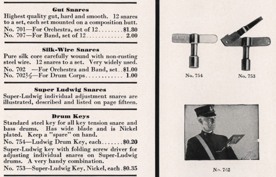 1920s Vintage Ludwig & Ludwig Drum Key No. 754 Chrome