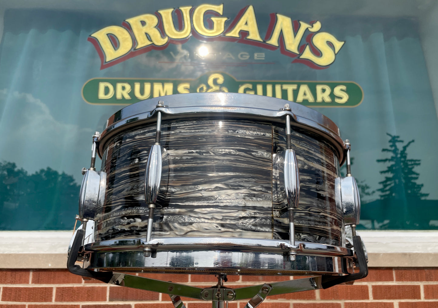 1937-1943 Slingerland 6.5x14 Gene Krupa Model Radio King Solid Shell Snare Drum Oyster Black Pearl