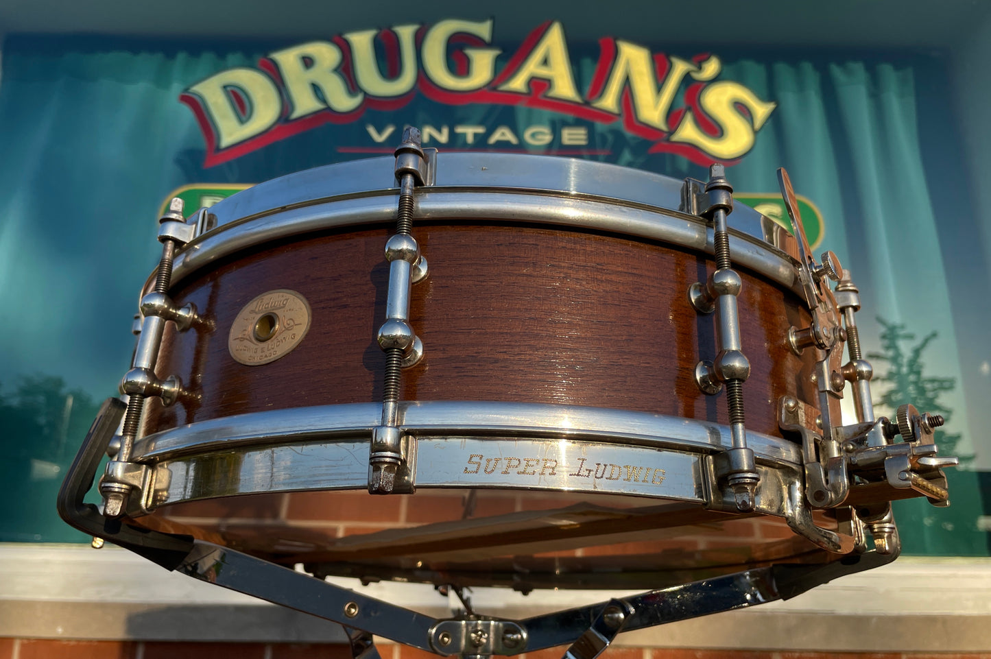 1920s Ludwig No. 245 Dance Model 4x14 Solid Walnut Shell Super Ludwig Snare Drum