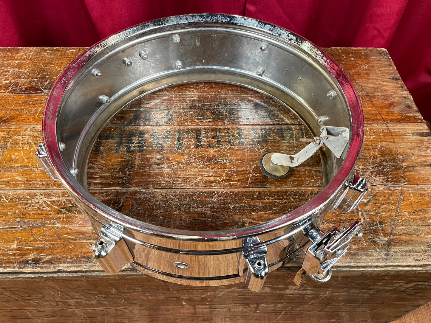 1960s Rogers 5x14 Powertone Chrome Over Brass Snare Drum COB