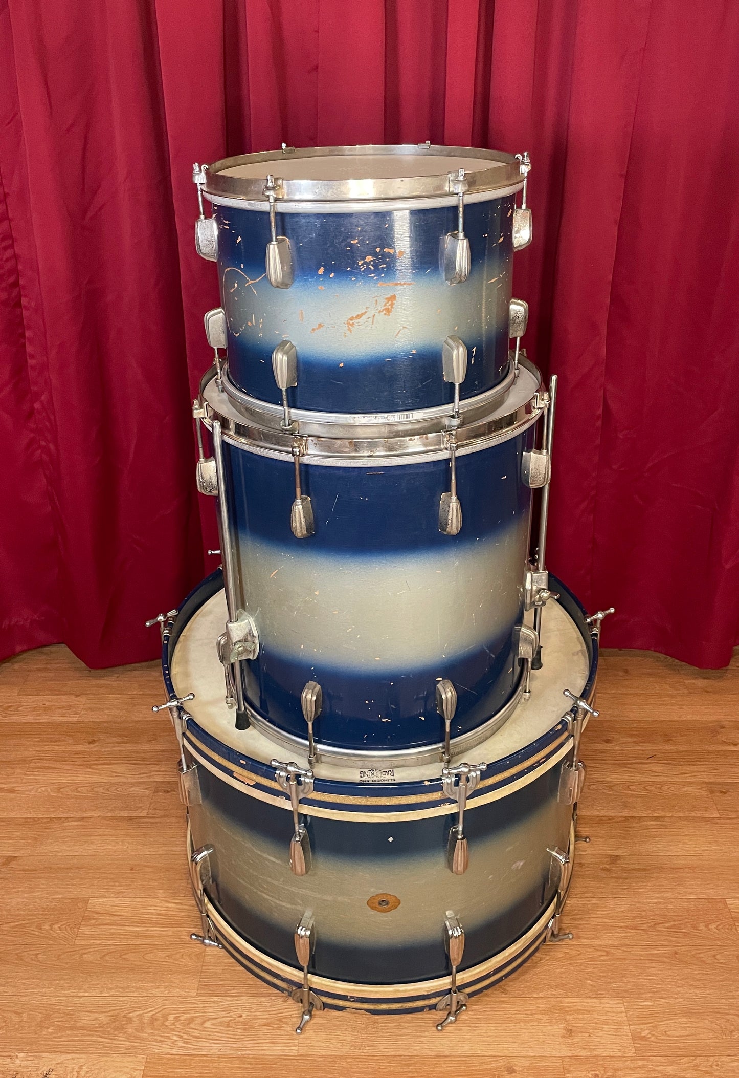 Vintage Slingerland Radio King Drum Set Blue/Silver Duco 24/13/16