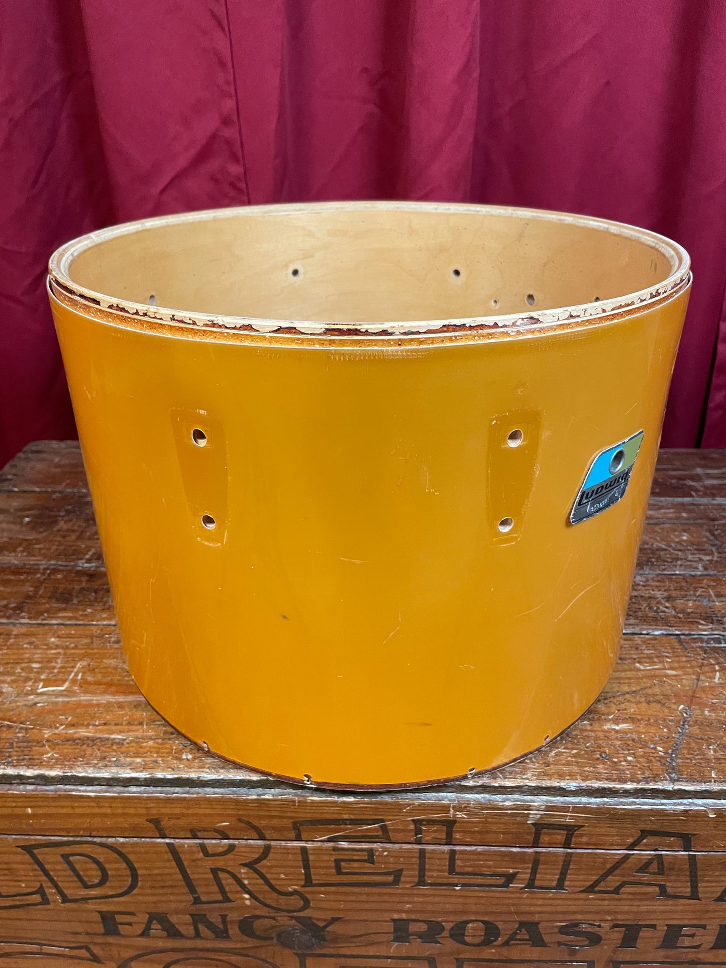 1980s Ludwig 9x13 Concert Tom Drum Shell Gold Silk 6-Ply
