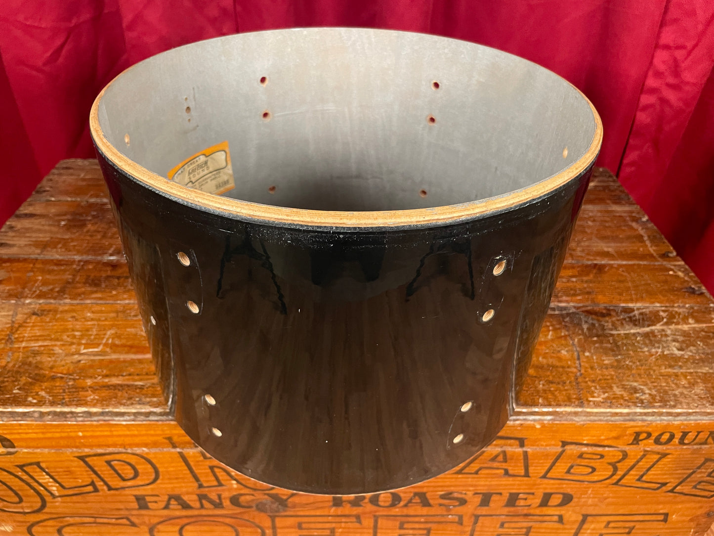 1960s Gretsch Round Badge 9x13 Tom Drum Shell Jet Black Nitron 6-Ply