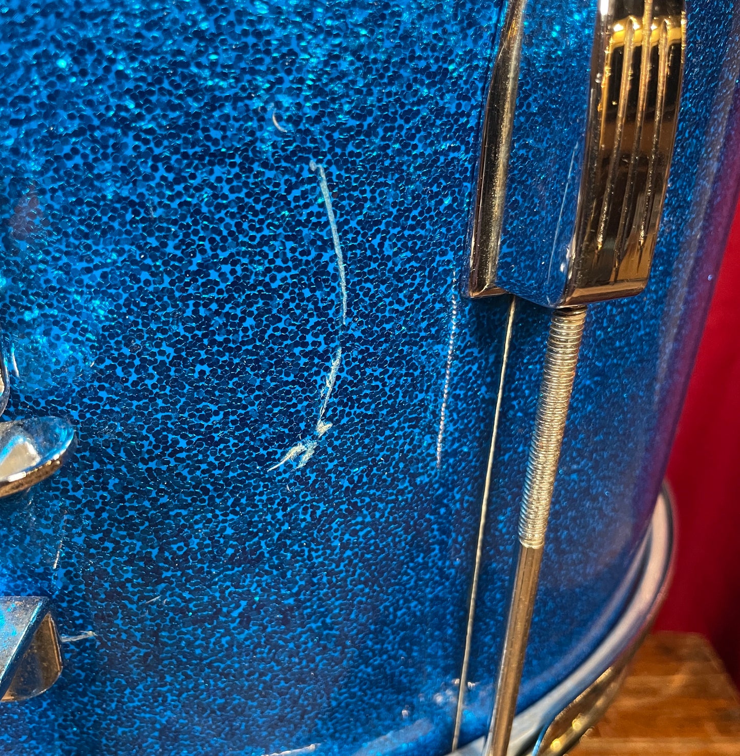1963 Ludwig 14x14 Club Date Floor Tom Drum Blue Sparkle