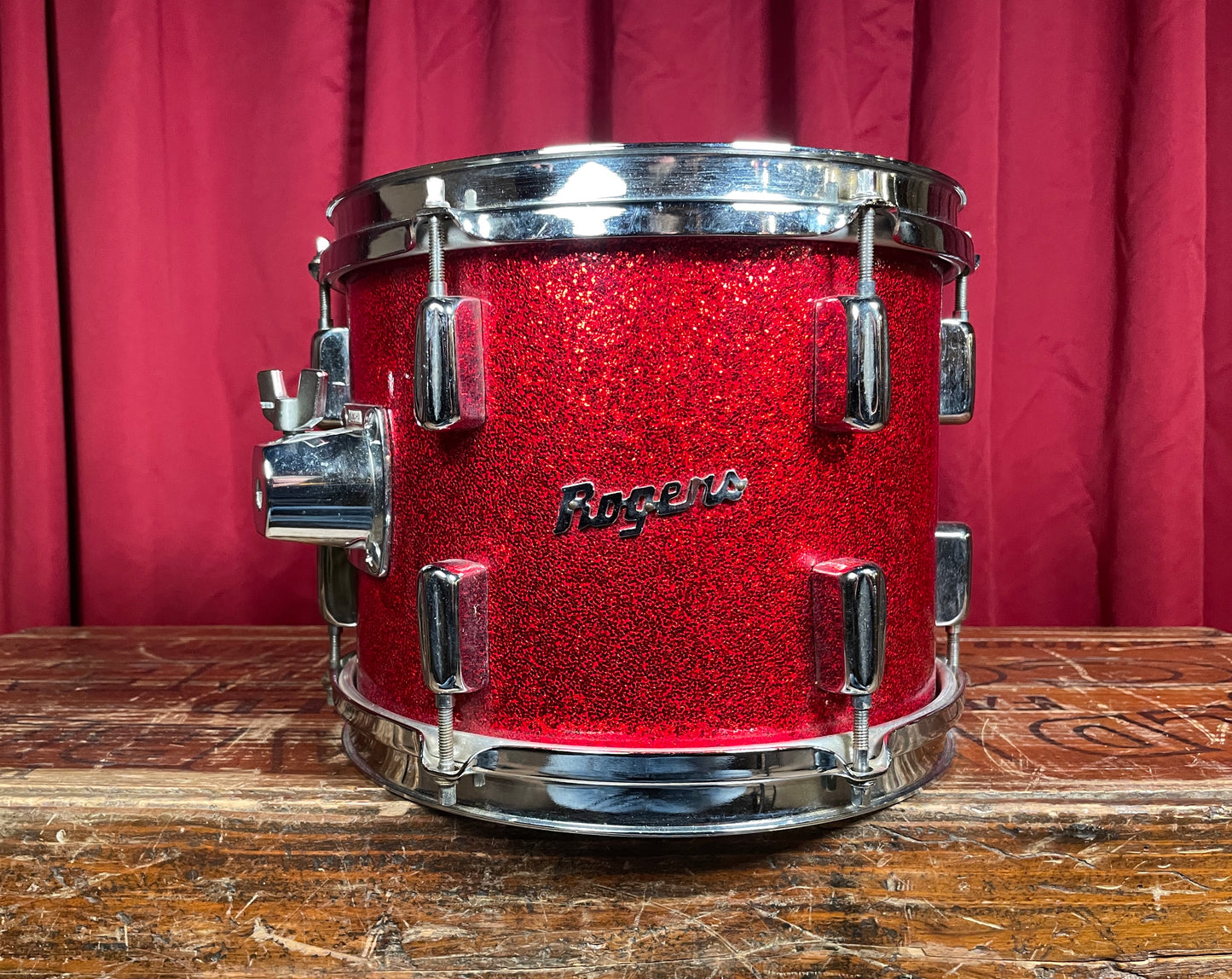 Rogers Clone 8x10 Tom Drum Red Sparkle Bread And Butter Lug Keller Shell