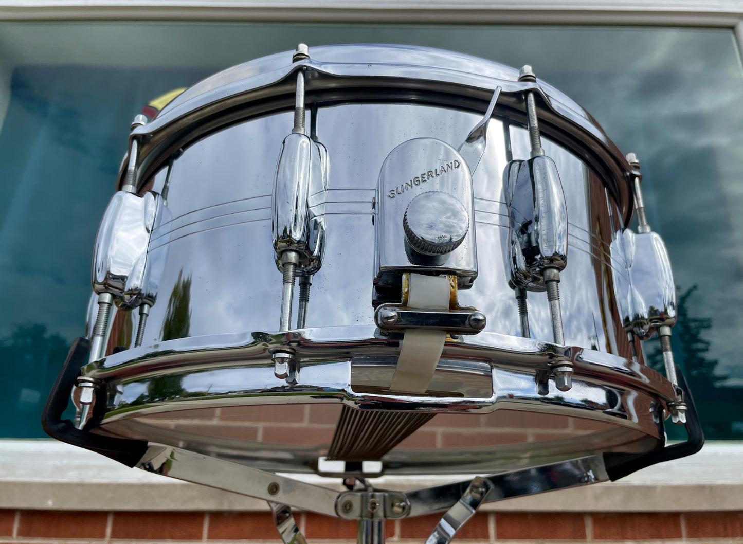 1970's Slingerland 10-Lug Gene Krupa 6.5x14 Chrome Over Brass Snare Drum