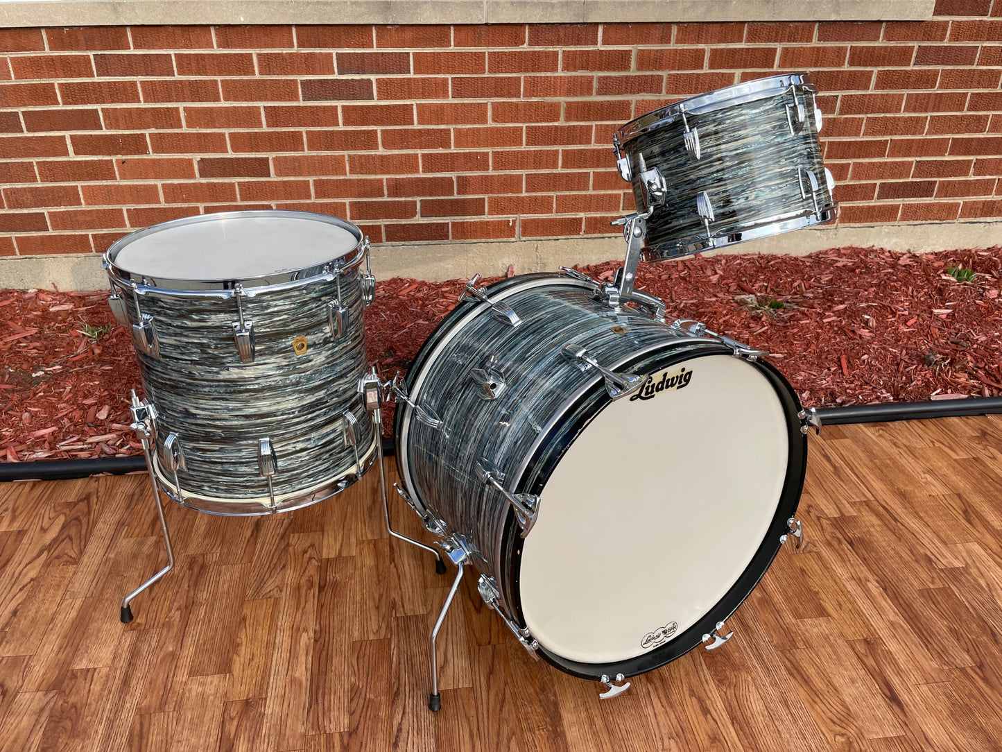 1965 Ludwig Downbeat Drum Set Oyster Blue Pearl 20/12/14 COB