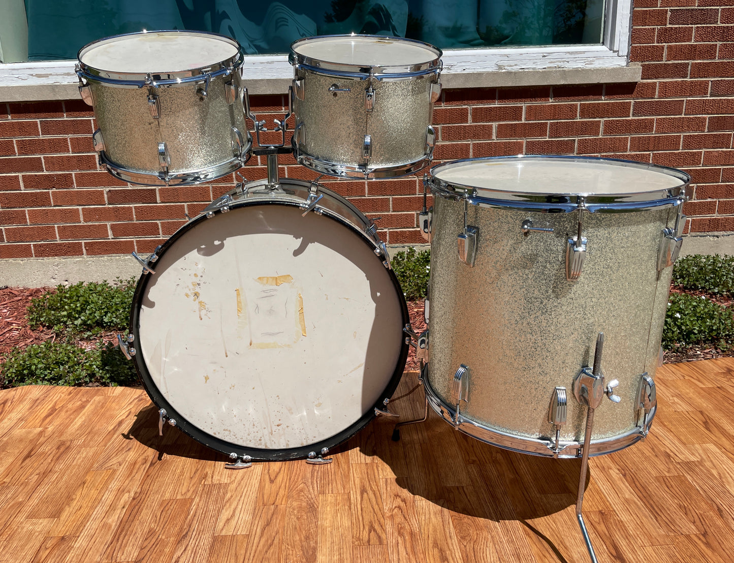 1960s Ludwig Hollywood Drum Set Silver Sparkle Pre-Serial COB