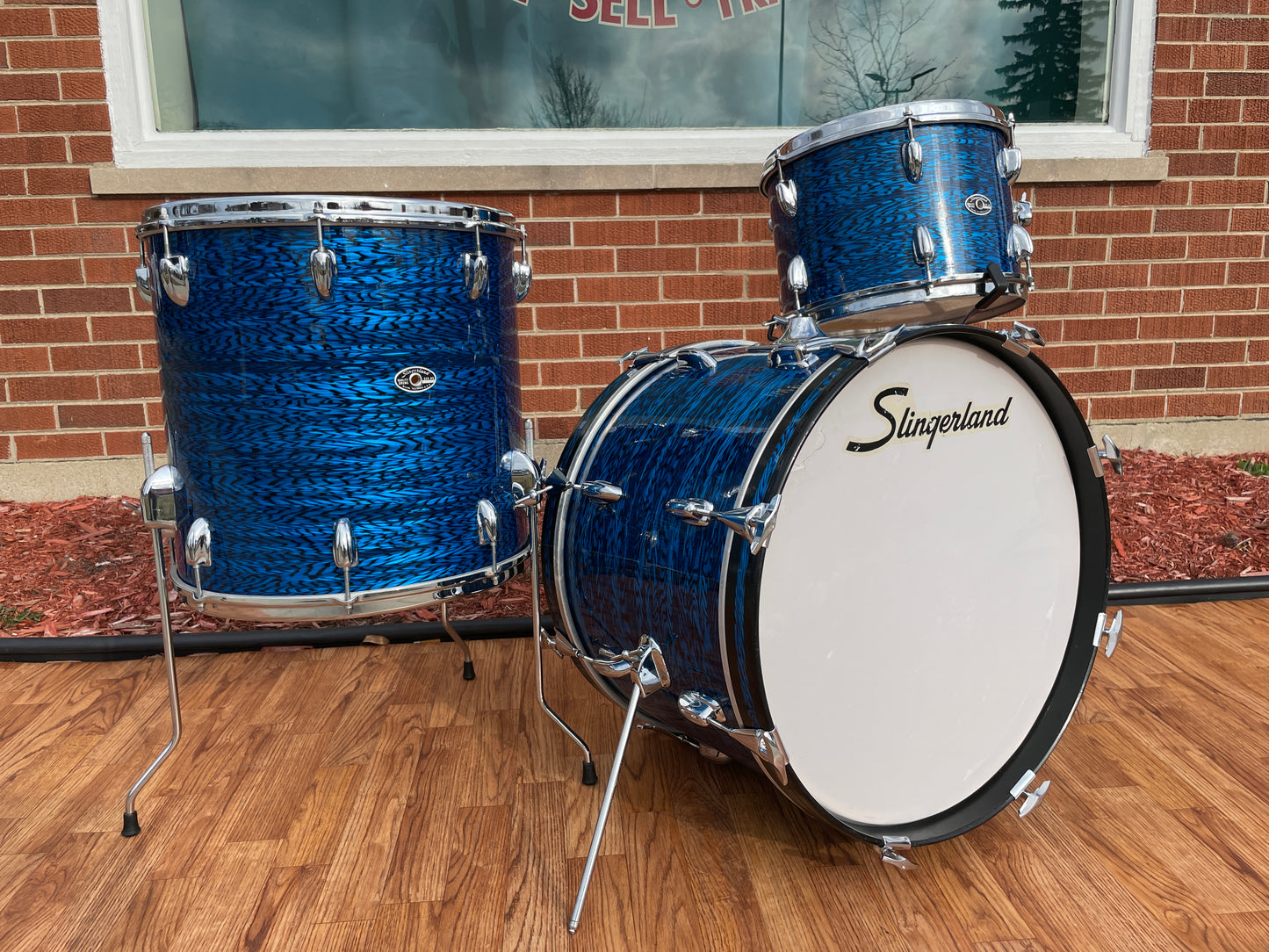 1970s Slingerland New Rock Outfit No. 50 N Blue Agate Catalog Drum Set 20/12/13/16