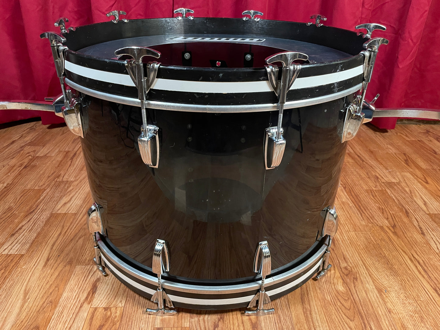 1970s Ludwig 14x22 Vistalite Bass Drum Smoke Translucent Black