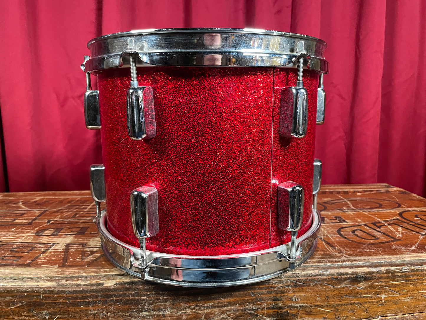 Rogers Clone 8x10 Tom Drum Red Sparkle Bread And Butter Lug Keller Shell