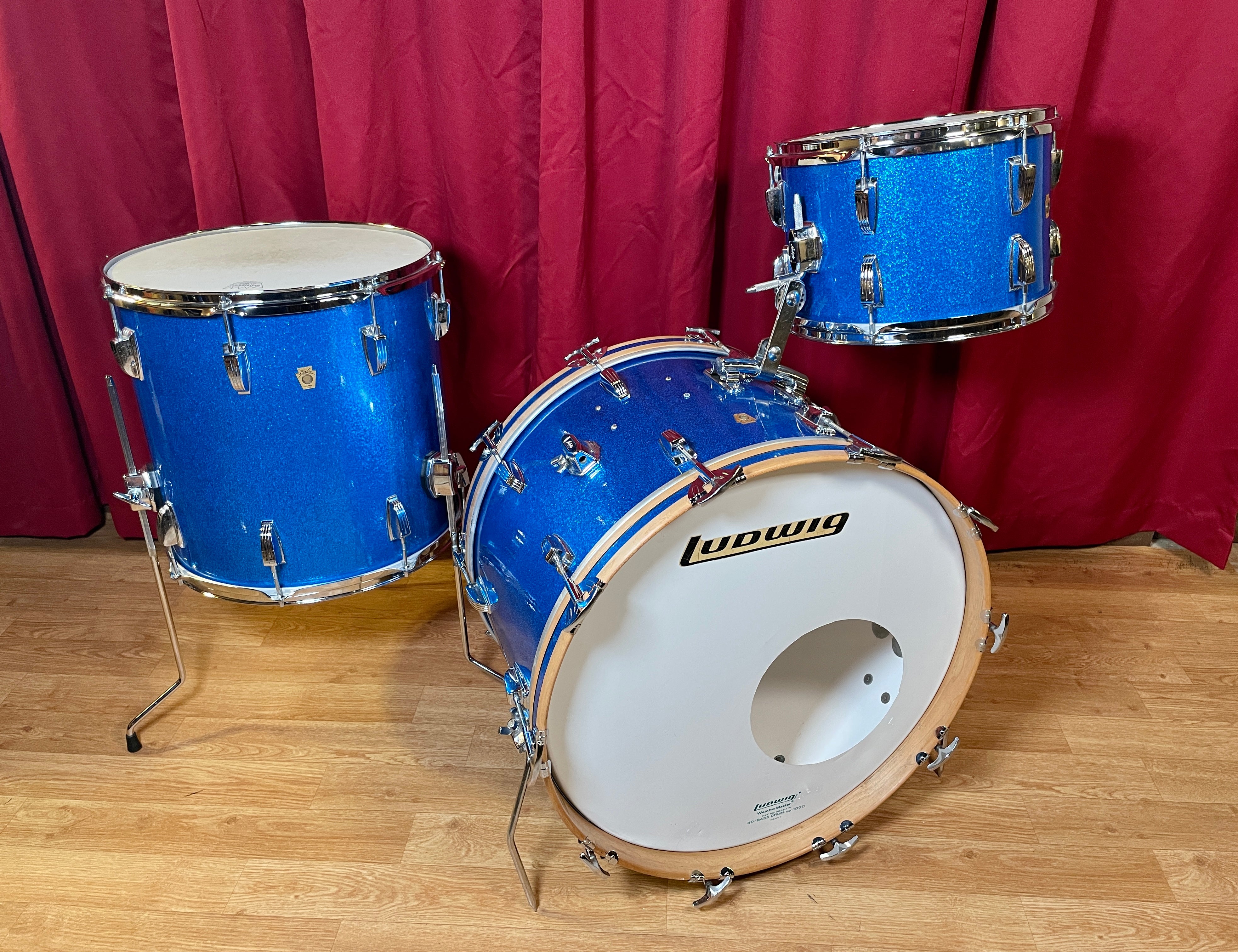 1960s Ludwig Super Classic Drum Set Blue Sparkle 22/13/16