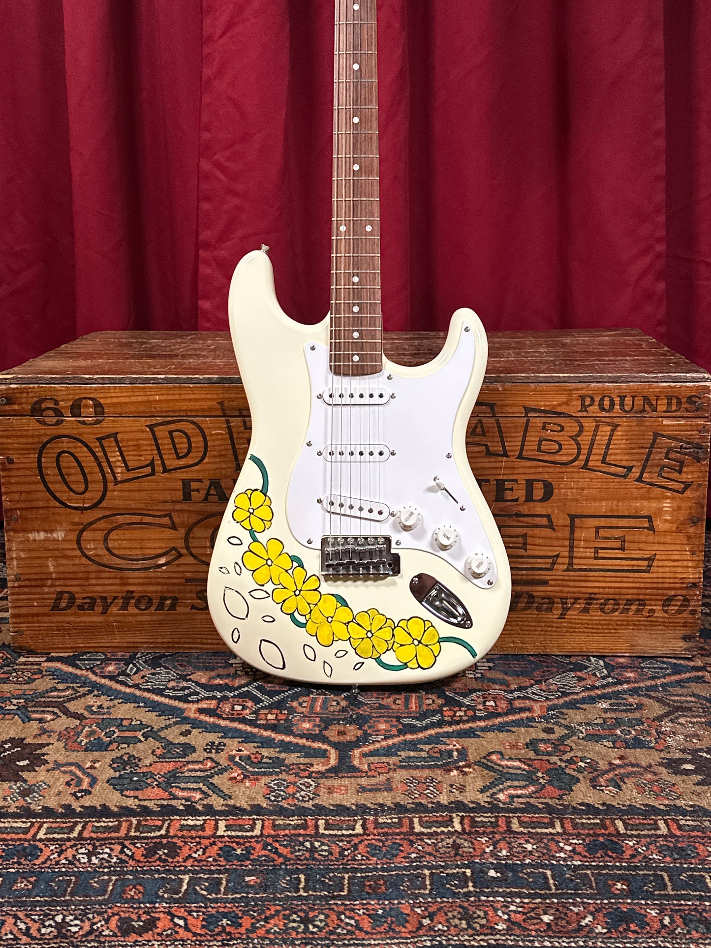 2003 Fender Squier Affinity Stratocaster Electric Guitar Arctic White Custom Painted