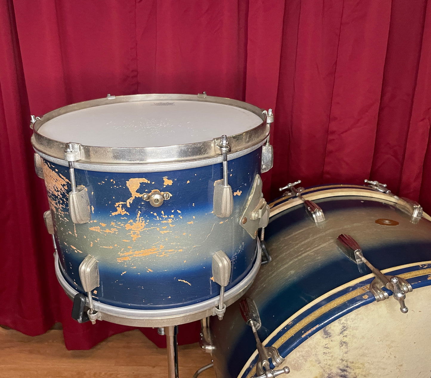 Vintage Slingerland Radio King Drum Set Blue/Silver Duco 24/13/16