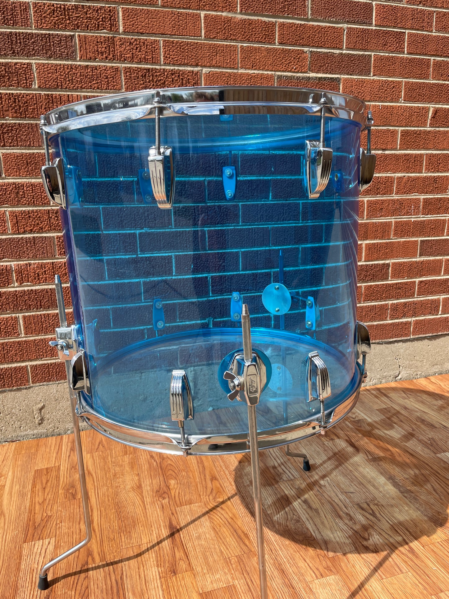 1970s Ludwig Vistalite 16x18 Floor Tom Drum Blue