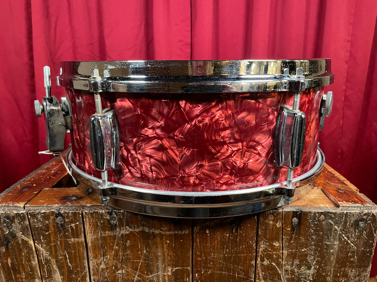 1960s Made in Japan 5.5x14 Snare Drum Red Pearl 6-Lug MIJ