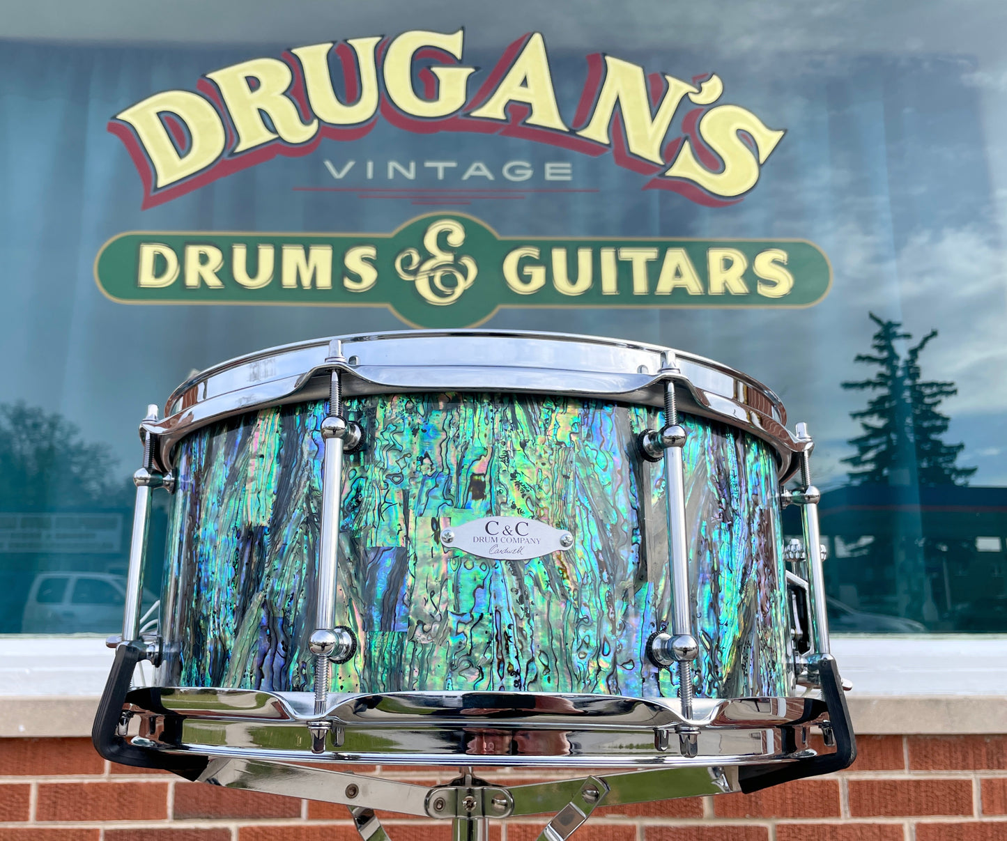 C&C Drum Company Custom 6.5x14 12th & Vine Snare Drum Black Paua Abalone *Video Demo*