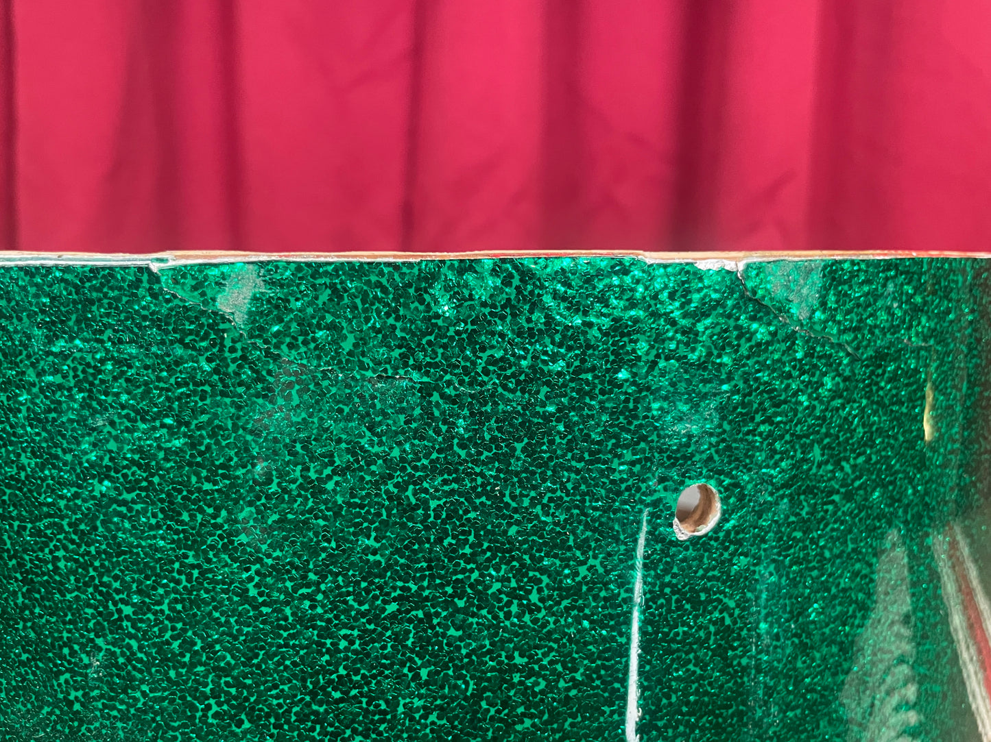 1960s Gretsch 5.5x14 Round Badge Snare Drum Shell Green Sparkle Rewrap