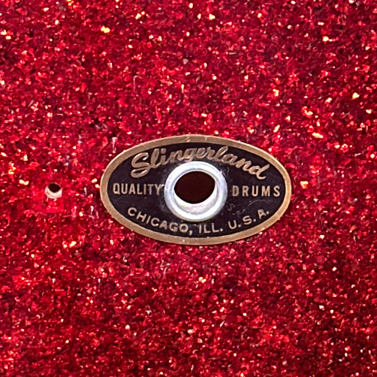 1950s Slingerland Parade King 12x15 Marching Snare / Tom Conversion Drum Red Sparkle