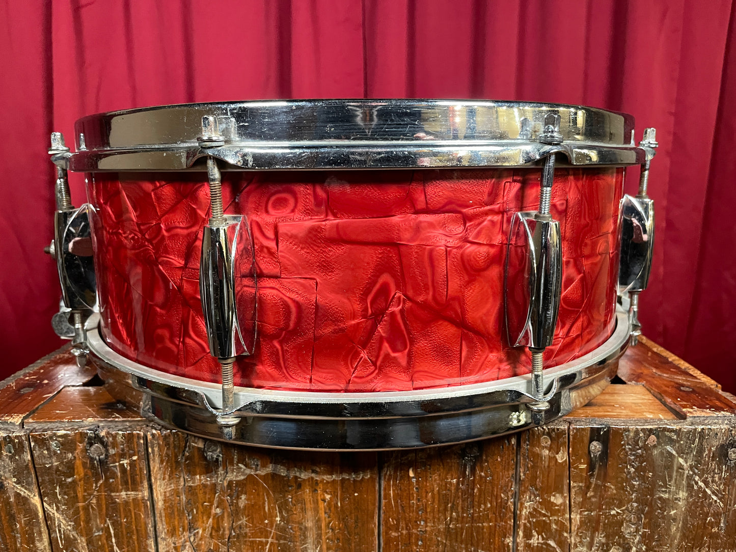 1960s Gracy 5.5x14 Snare Drum Red Pearl 8-Lug MIJ