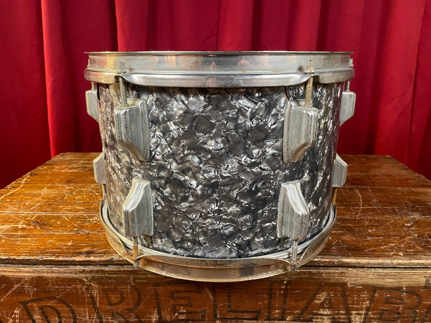 1960s Rogers Holiday 8x12 Tom Single Black Diamond Pearl Rewrap Cleveland