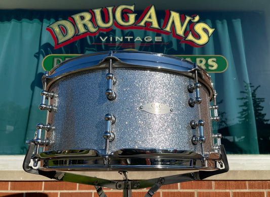 C&C Drum Company 6.5x14 Steel Snare Drum Silver Sparkle