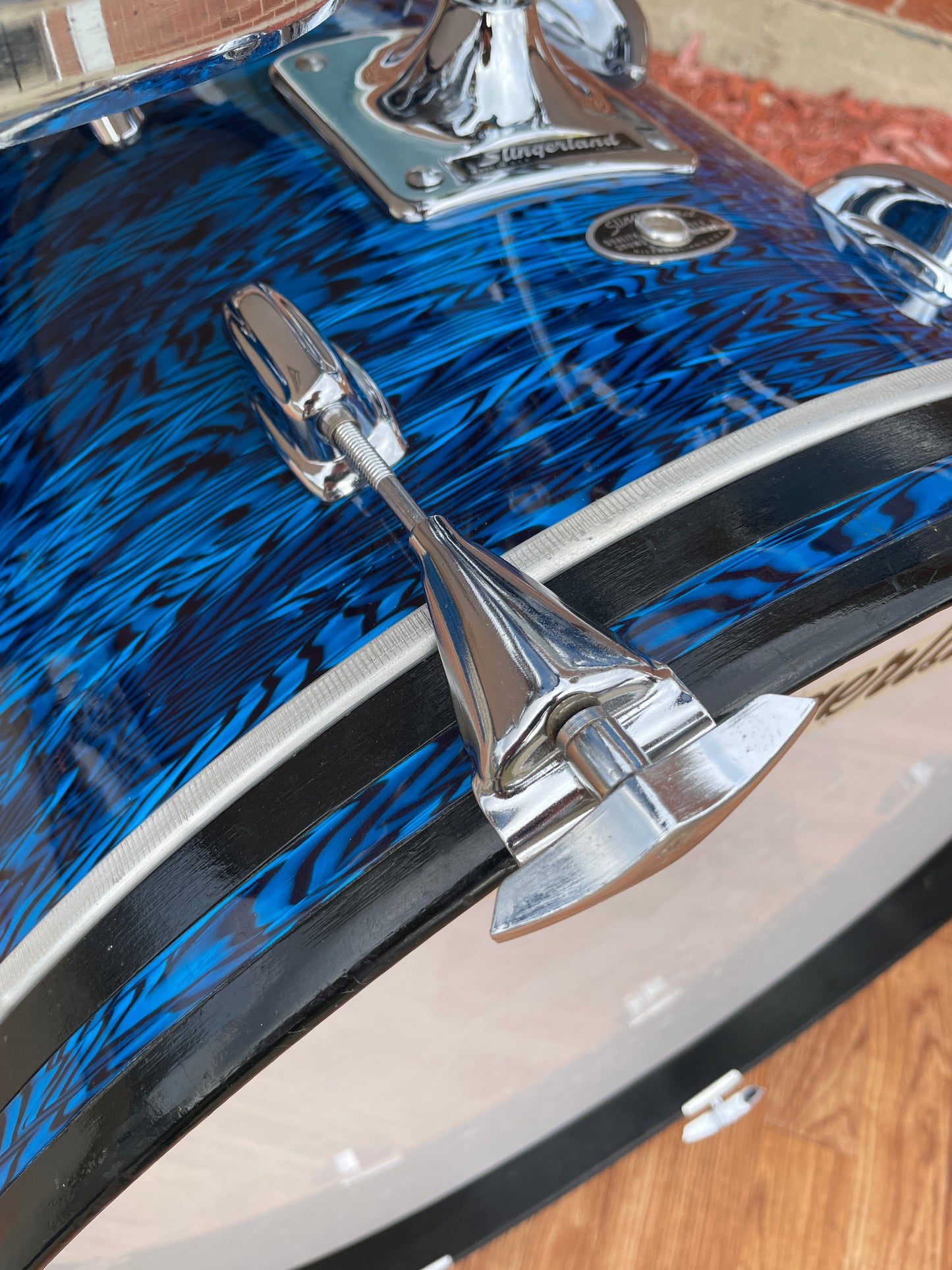 1970s Slingerland New Rock Outfit No. 50 N Blue Agate Catalog Drum Set 20/12/13/16