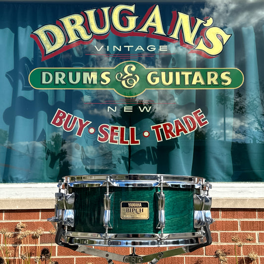 1994 Yamaha Birch Custom 5.5x14 Snare Drum Deep Aqua BSD-095 MIJ