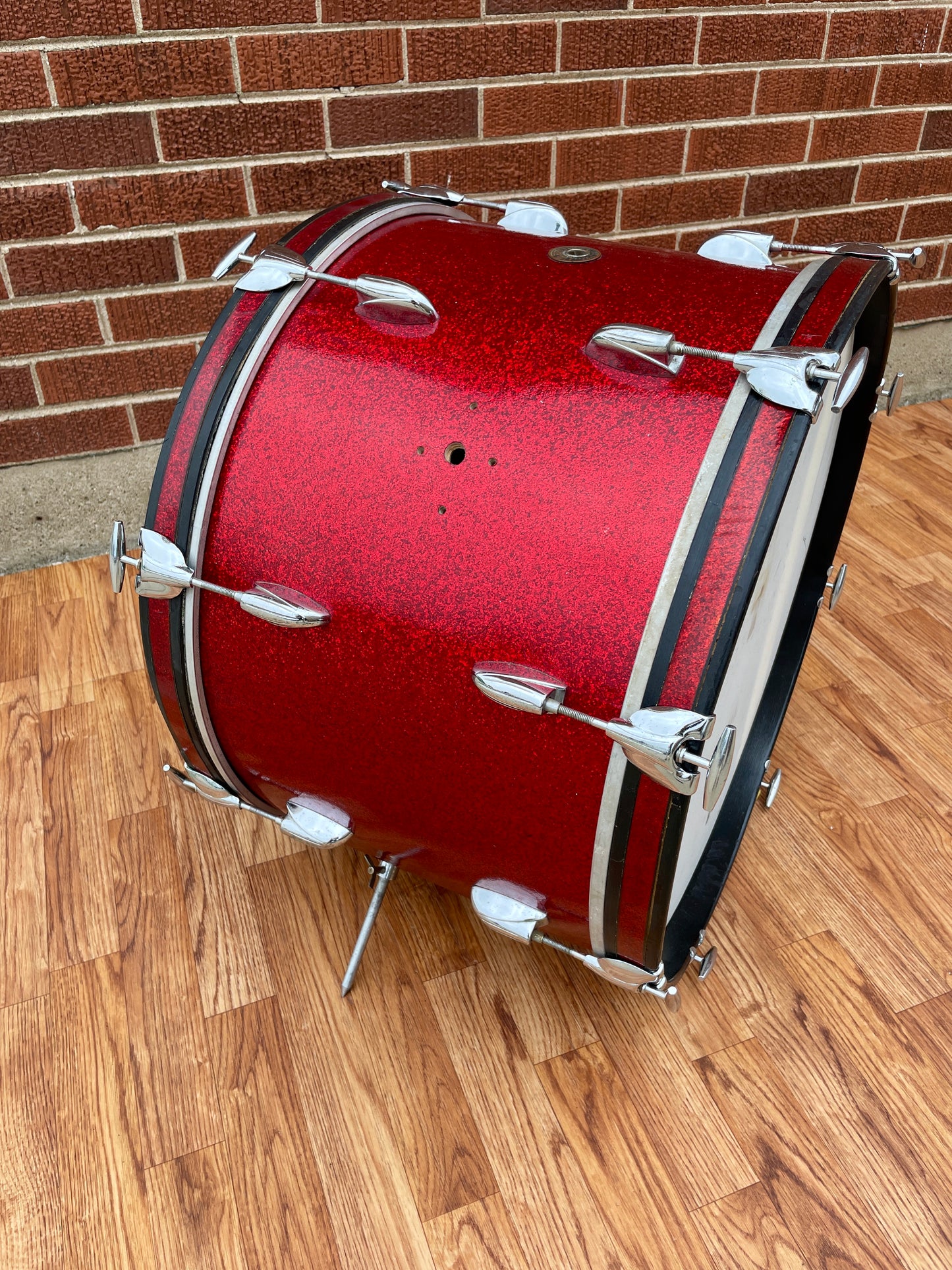 1960s Gretsch 14x22 No. 4247 Bass Drum Red Sparkle Round Badge